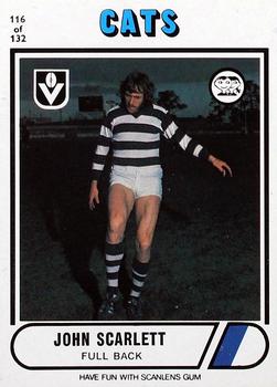 1976 Scanlens VFL #116 John Scarlett Front